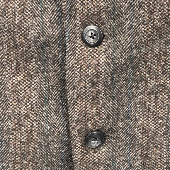 VTG Michael Sterns Sport Coat Blazer 44 Herringbone Wool Tweed Business USA Tan - Picture 6 of 9